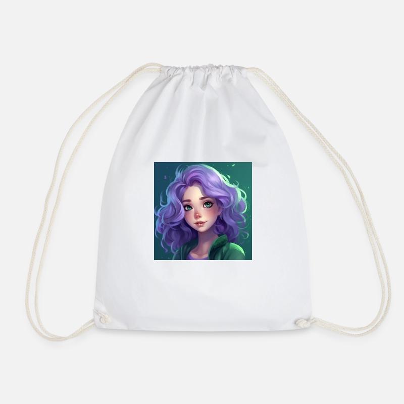 Mädchen in Violett und Grün - Turnbeutel - Weiß