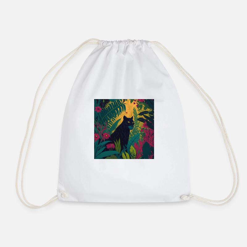 Black Panther Jungle - Drawstring Bag - white