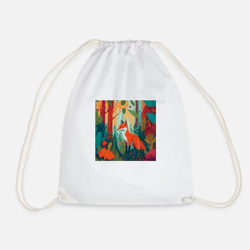 Fox in the forest - Drawstring Bag - white