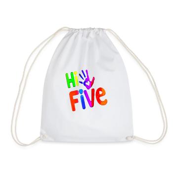 High Five Style Cool Hand Joke Saying Hit Trend - Drawstring Bag - white - Front