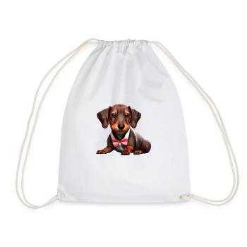 Chiens teckels avec nœud papillon Chien teckel Chiot - Sac de sport léger - blanc - Devant