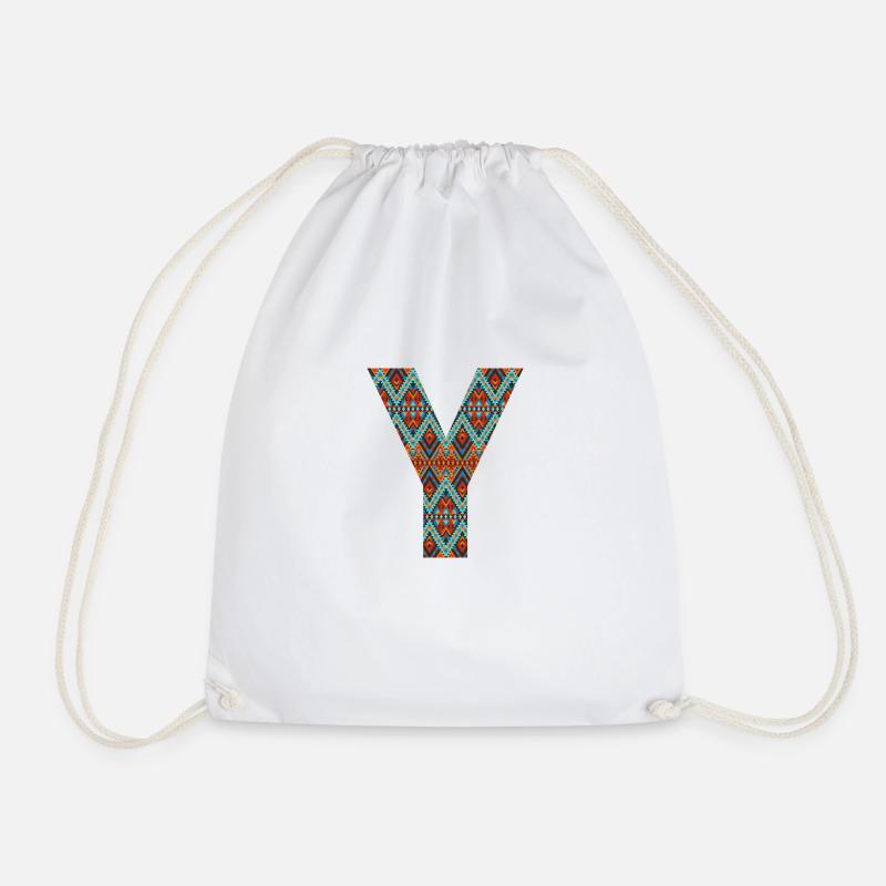 Lettre Y- design boho, monogramme coloré - Sac de sport léger - blanc