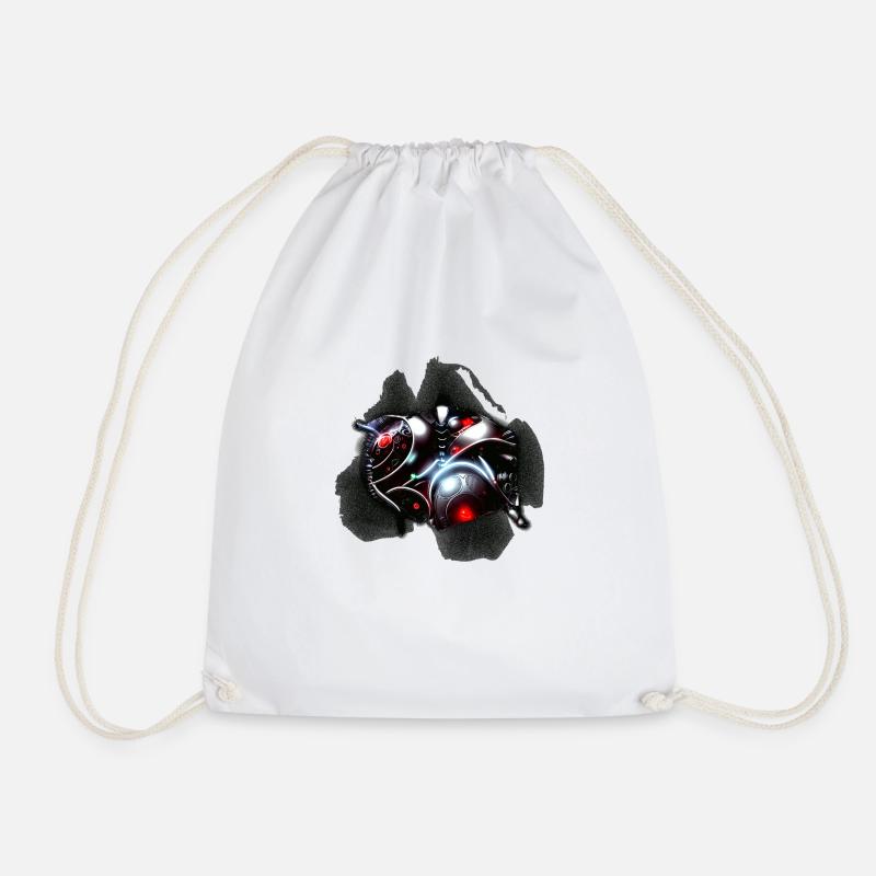 Cyborg Heart - Drawstring Bag - white