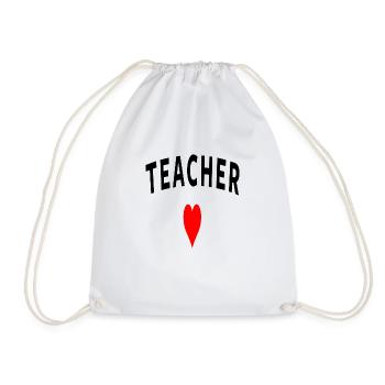 Teacher Heart - Drawstring Bag - white - Front