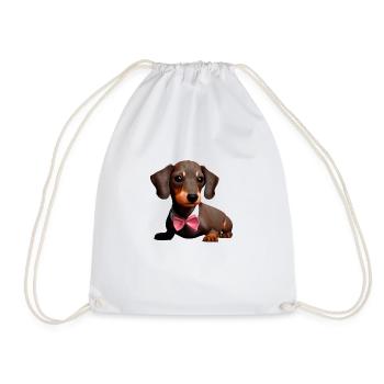 Chiens teckels avec nœud papillon Chien teckel Chiot - Sac de sport léger - blanc - Devant