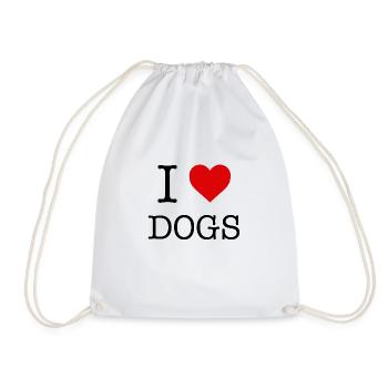 I Love Dogs - I Heart Dogs - Drawstring Bag - white - Front