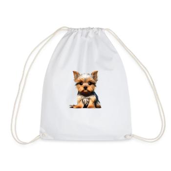 Puppy Dog Owner Yorkshire Terrier Dog - Drawstring Bag - white - Front