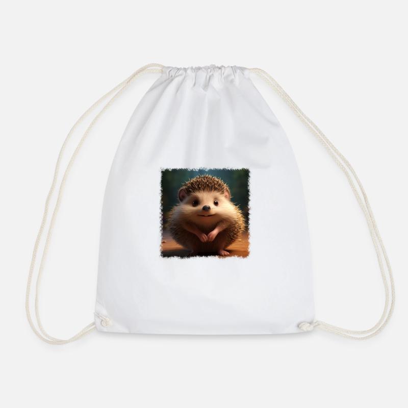 cute hedgehog - Drawstring Bag - white