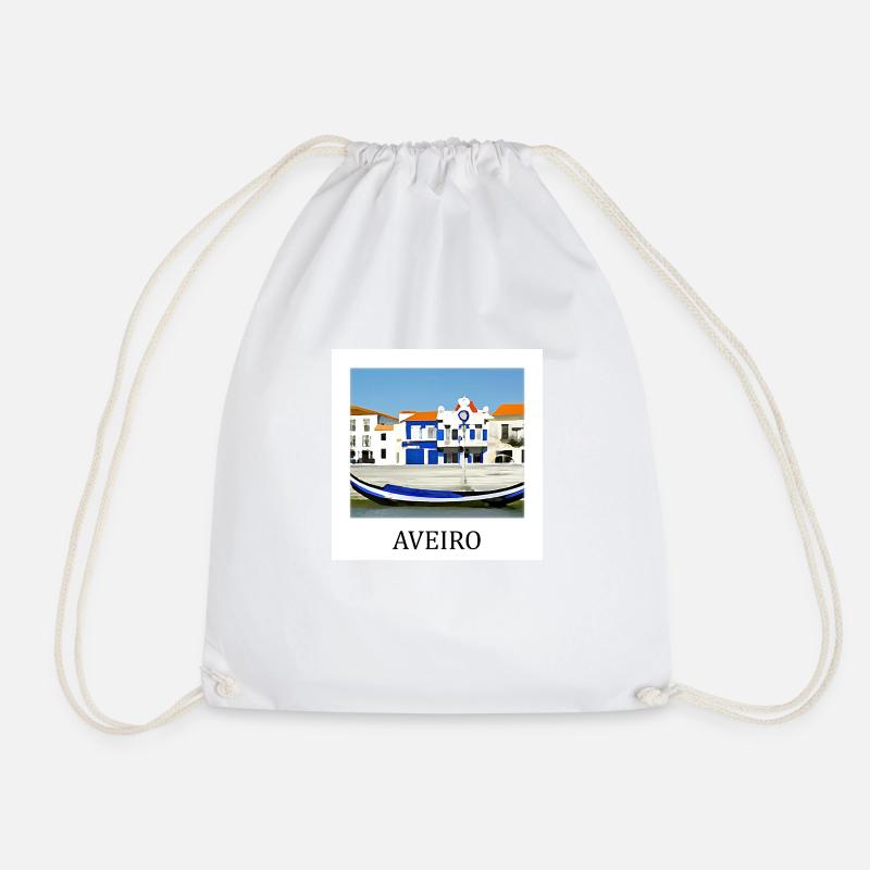Canals of Aveiro - Drawstring Bag - white