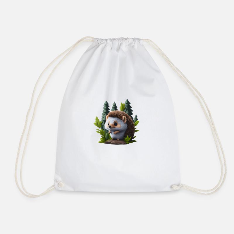Little hedgehog - Drawstring Bag - white