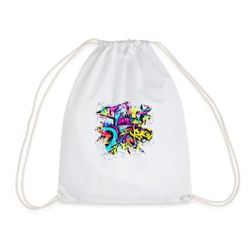 Graffiti style Splash hip hop colors painter color - Drawstring Bag - white - Front