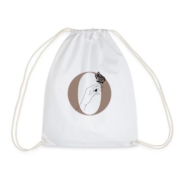 letter o magic butterfly - Drawstring Bag - white - Front