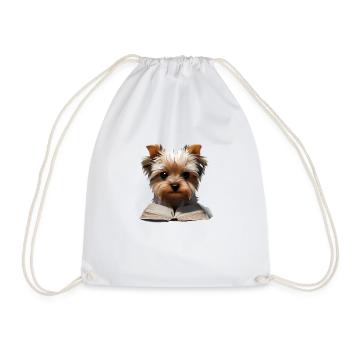 Yorkshire Terrier Book Read Dog Dog Owner - Drawstring Bag - white - Front