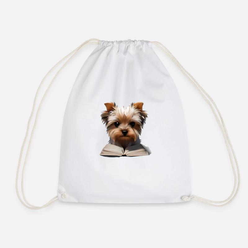 Yorkshire Terrier Buch lesen Hund Hundehalter - Turnbeutel - Weiß