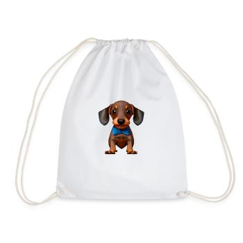 Chiens teckels avec nœud papillon Teckel Chiot Chien - Sac de sport léger - blanc - Devant