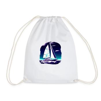 sailor sailing ship sailing sport sailboat - Drawstring Bag - white - Front