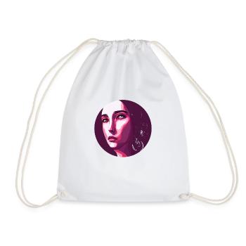 Red Woman Portrait - Abstract - Drawstring Bag - white - Front