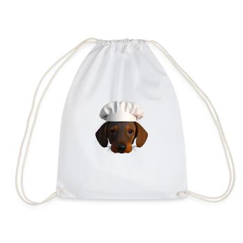 Restaurateur, dog, dachshund puppy, dachshund, cooking dogs - Drawstring Bag - white - Front
