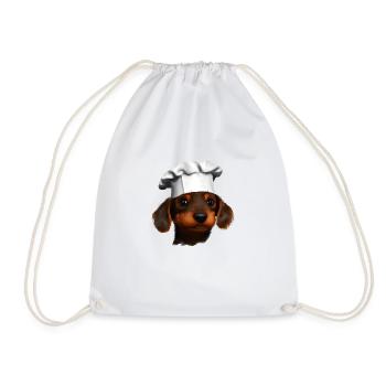 Dachshund, Dachshund puppy, Cooking, Restaurateur, Dog, Dogs - Drawstring Bag - white - Front