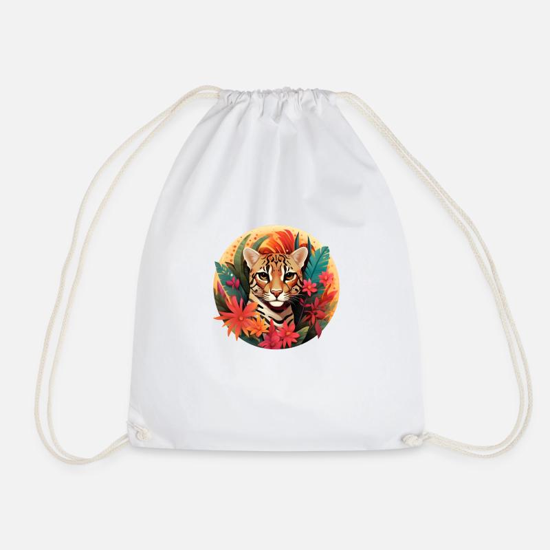 Ocelot Paradise - Drawstring Bag - white