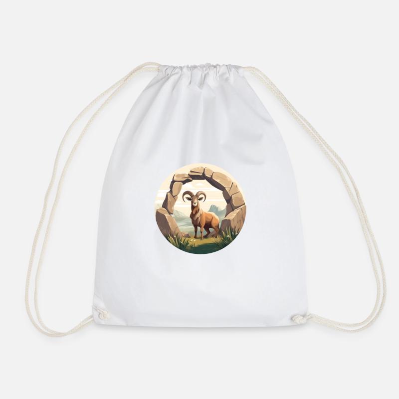 Alpine Majesty Ibex - Drawstring Bag - white