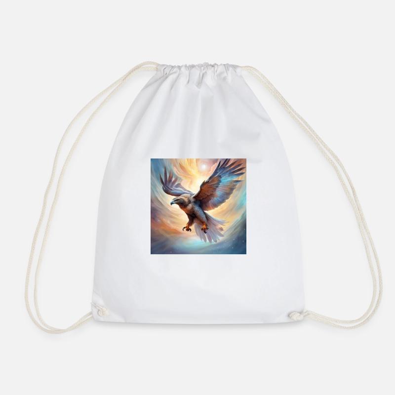 Majestic Flying Hawk Graphic Tee - Drawstring Bag - white