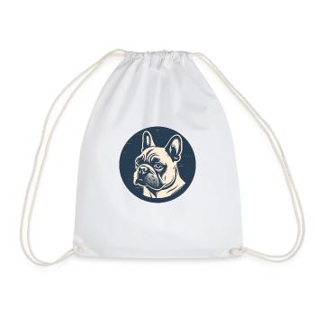 French Bulldog, Frenchie, Puppy - Drawstring Bag - white - Front