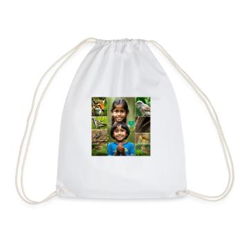 Children, loves nature, protects the land - Drawstring Bag - white - Front