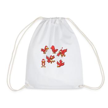 Oiseau de dessin animé rouge avec différentes poses - Sac de sport léger - blanc - Devant