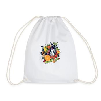 Owl in fruit - Drawstring Bag - white - Front