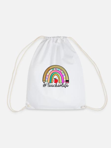 Teacherlife, Lehrer Regenbogen, Dankeschön, Liebe - Turnbeutel - Weiß
