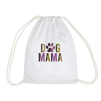 dog mama - Drawstring Bag - white - Front