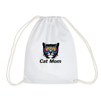 cat mom 12121 png - Drawstring Bag - white - Front