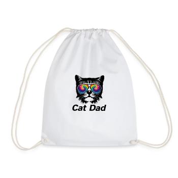 cat dad 1212 12121 - Drawstring Bag - white - Front