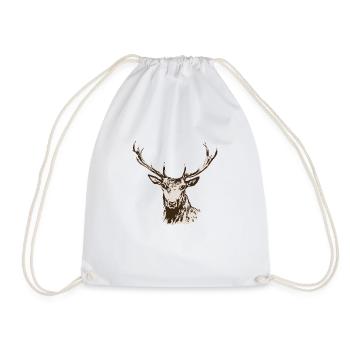 Deer - Drawstring Bag - white - Front