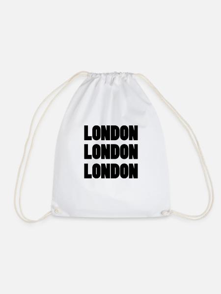 London London London – Repeated City Name Design - Drawstring Bag - white