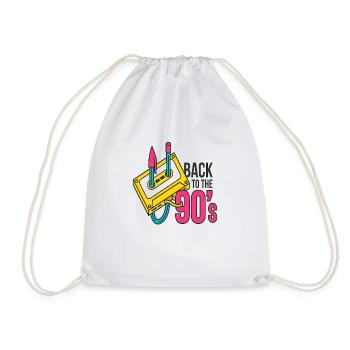 90s cute 80s retro vintage funny cool nostalgia - Drawstring Bag - white - Front