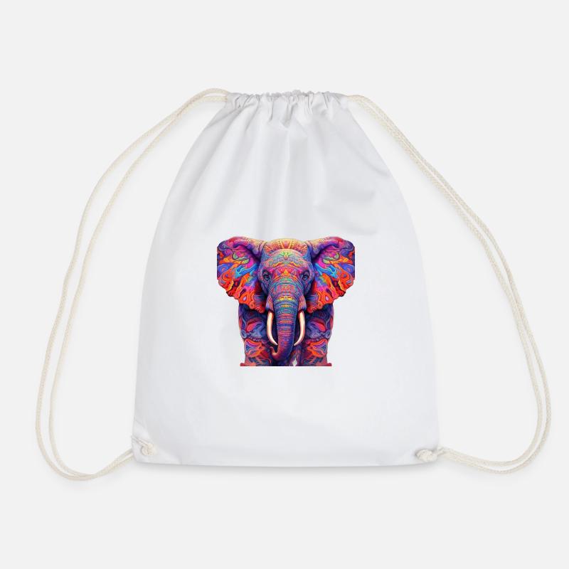 Psychedelic elephant - Drawstring Bag - white