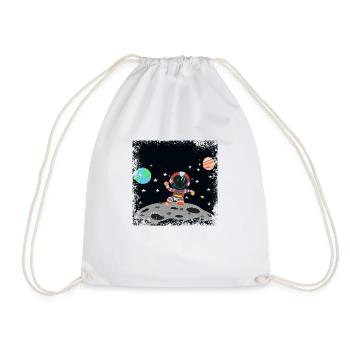 Astronaut red white grunge - Drawstring Bag - white - Front