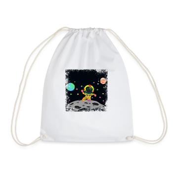 Yellow and red grunge astronaut - Drawstring Bag - white - Front