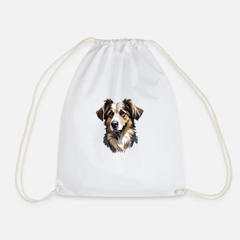 Picardy Shepherd Dog - Drawstring Bag - white