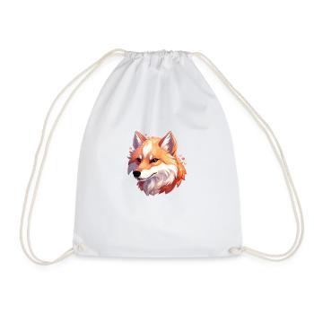 Wolf Kawaii - Drawstring Bag - white - Front