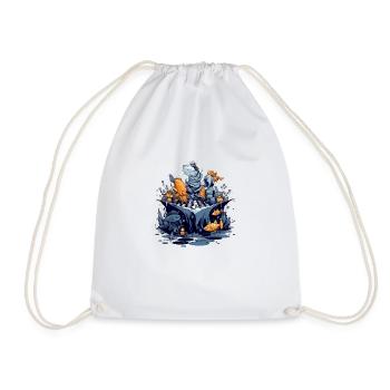Fish play chess - Drawstring Bag - white - Front