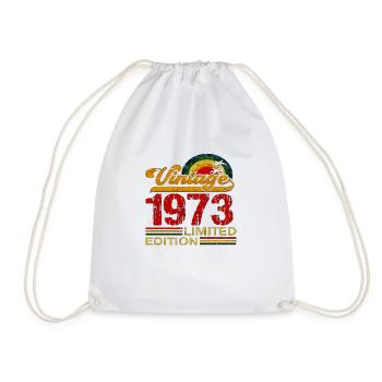 50th Birthday vintage retro Born in 1973 Birthday - Drawstring Bag - white - Front