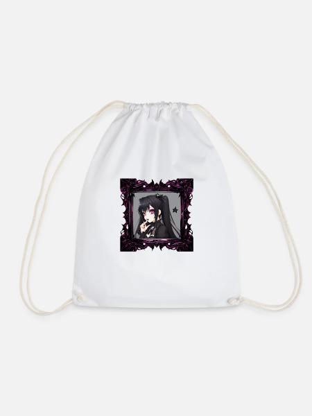 Anime Gothic-Mädchen in einem Rahmen - Turnbeutel - Weiß