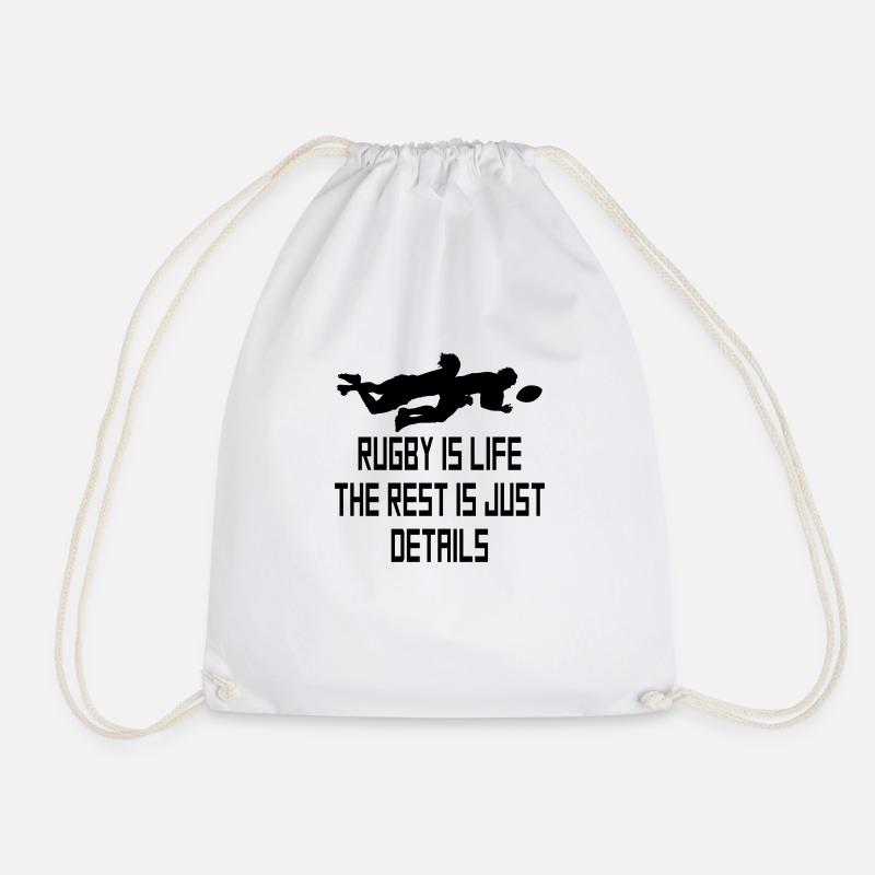 Rugby: Intense life, details as a gift - Drawstring Bag - white