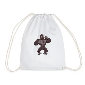 Gorille en colère frappant sa poitrine - Sac de sport léger - blanc - Devant