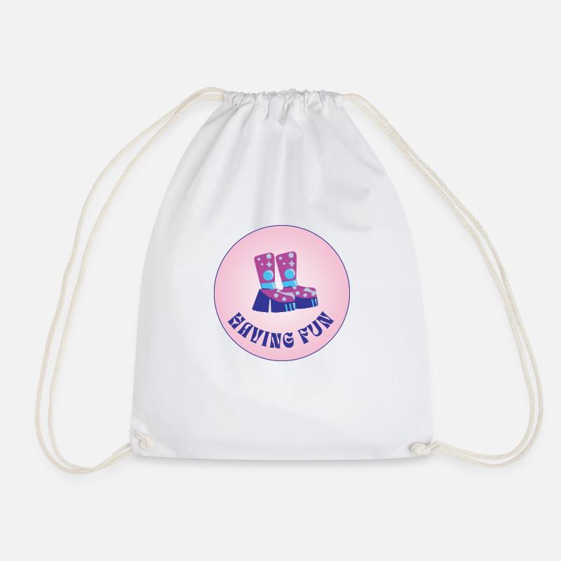 having fun - Drawstring Bag - white