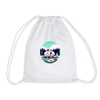 Camping Caravan Camp Gift Tents Motorhome - Drawstring Bag - white - Front