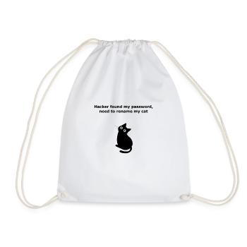 Hacker found my password, need to rename my cat. - Drawstring Bag - white - Front